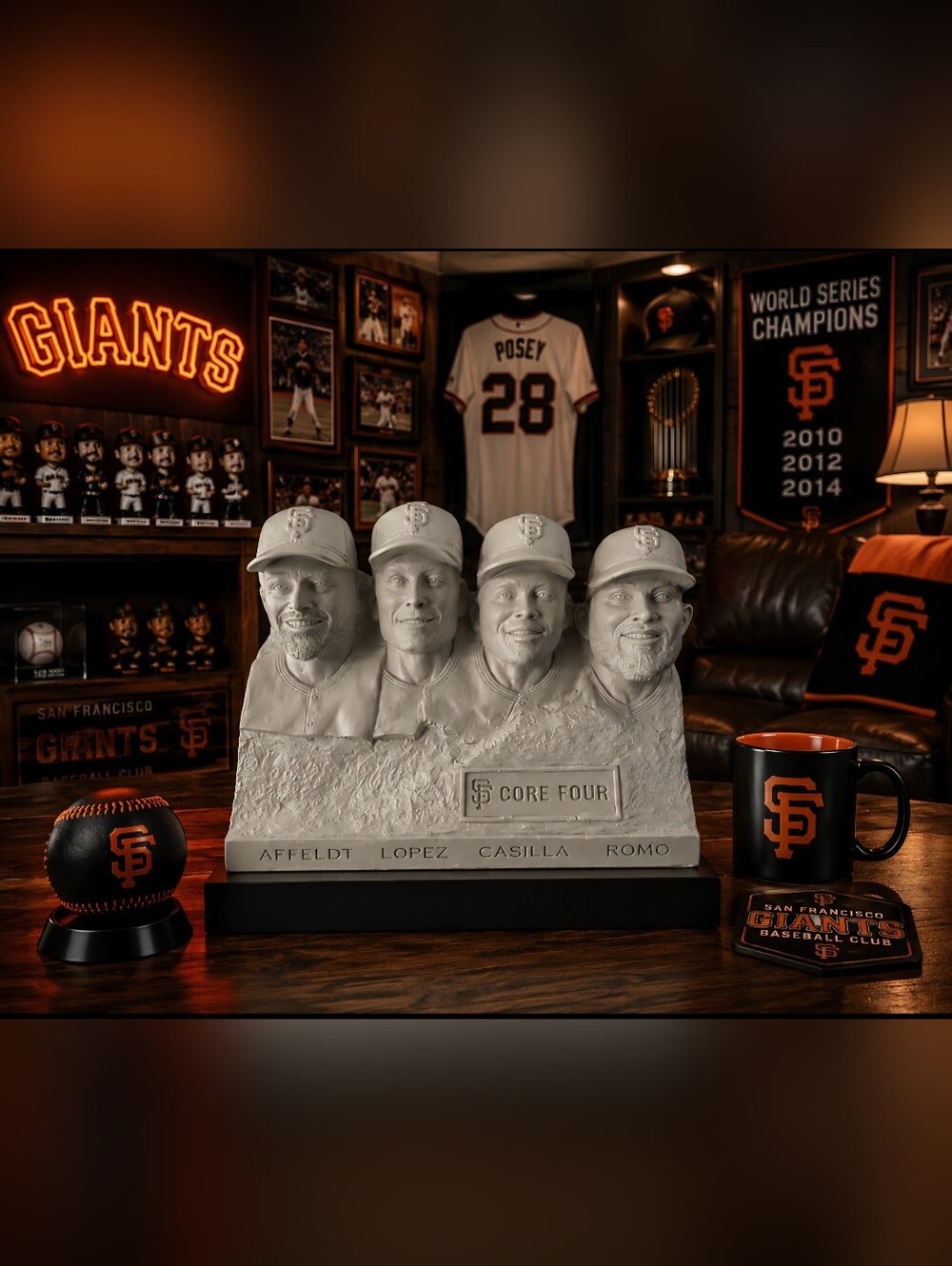 San Francisco Giants “2024 Core Four” Statue – Affeldt • Lopez • Casilla • Romo
